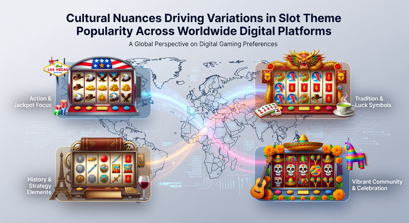 World map highlighting regional preferences for slot game themes across digital platforms