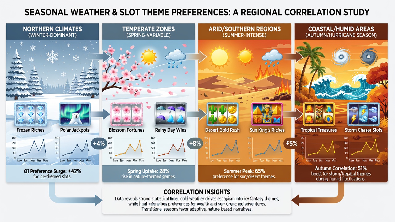 Regional weather data overlay on slot theme popularity charts