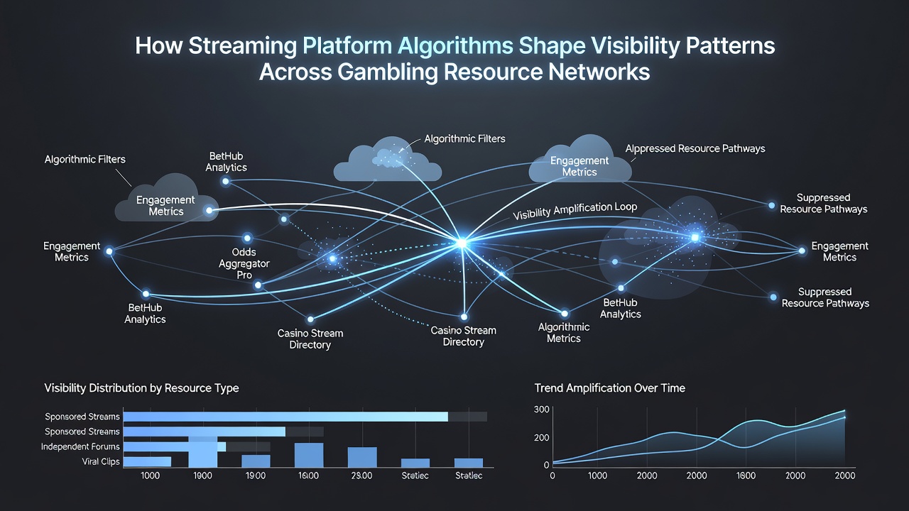 Data visualization showing visibility shifts in gambling resource networks due to streaming algorithms