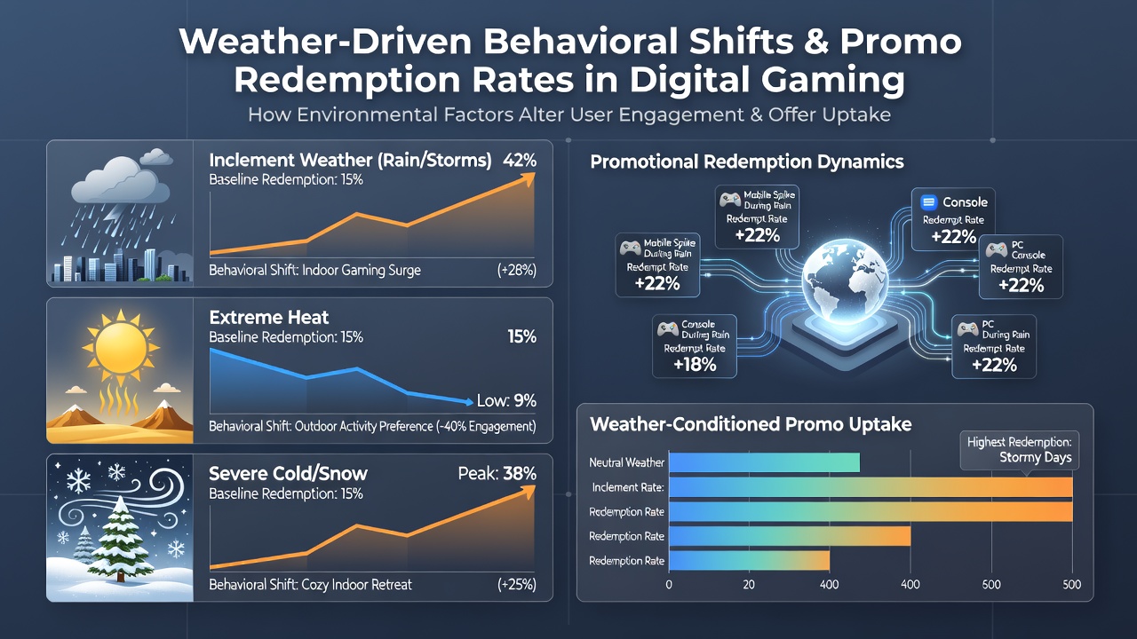 Analytics dashboard displaying redemption rate fluctuations correlated with weather data