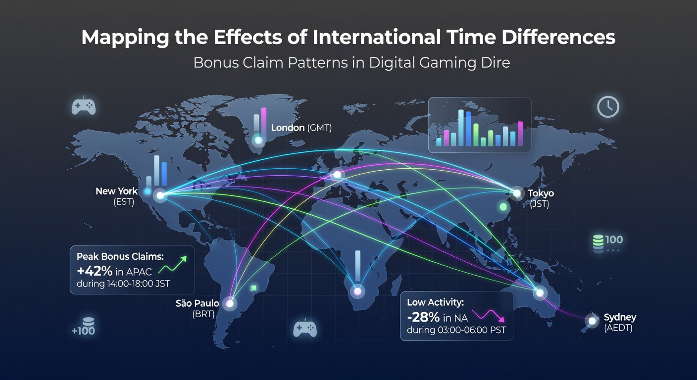 Dashboard screenshot of a gaming directory with time zone selectors and real-time bonus claim heatmaps
