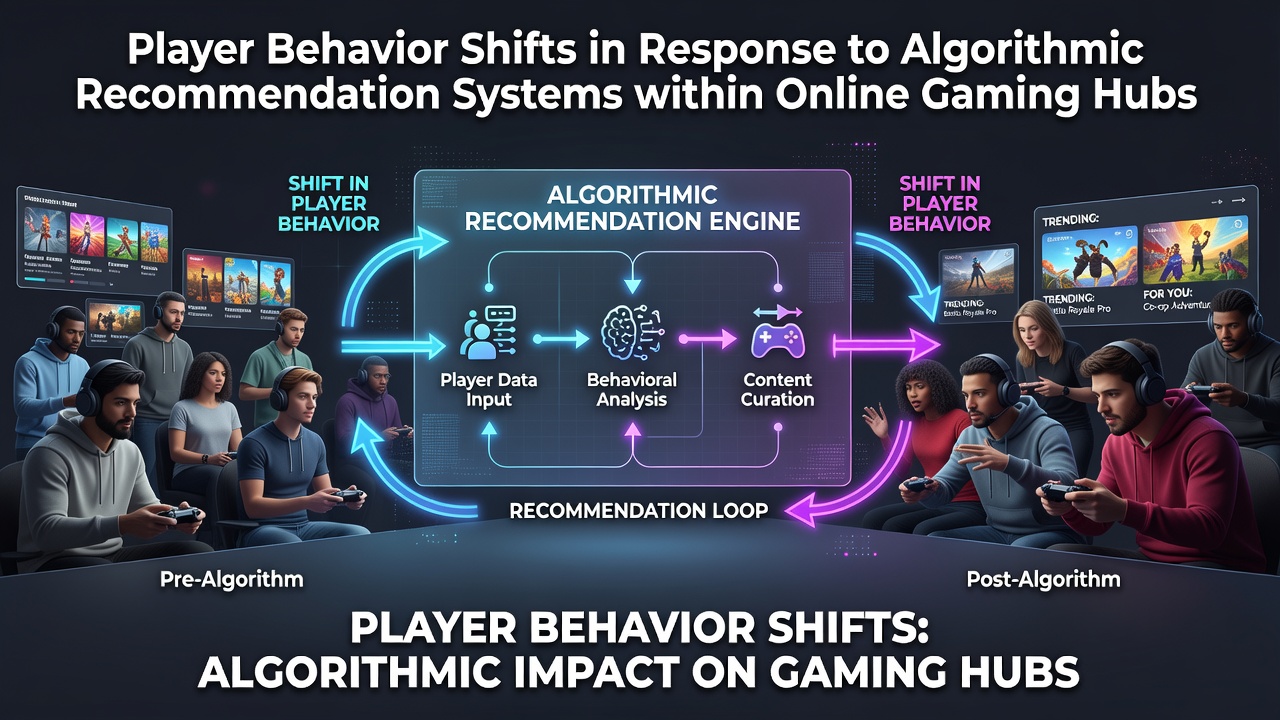 Visualization of algorithmic recommendation pathways influencing player navigation across online gaming platforms
