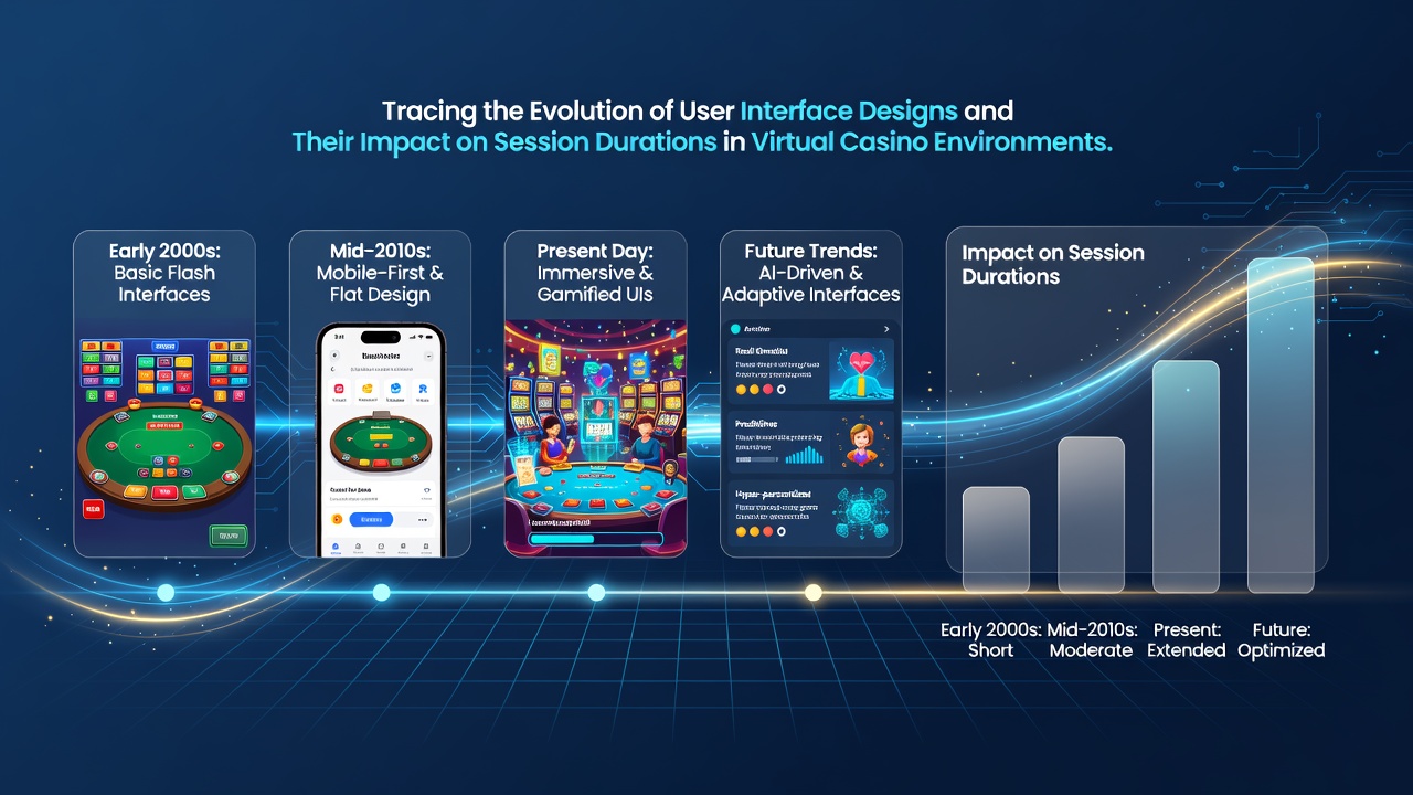 Evolution of early digital casino interfaces from basic text layouts to initial graphical elements